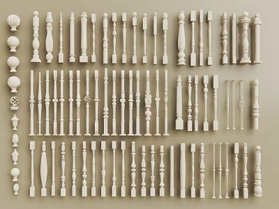 White Wooden Decorative Components With Various Intricate Designs For Furniture Decoration 3d model