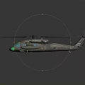 Military Style Helicopter with Green Tinted Windows Gray Body and Large Rotors on Dark Background