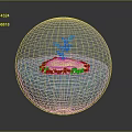 Transparent Sphere Interior With Small Island Green Plant And Blue Water