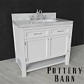 Modern White Bathroom Vanity With Marble Countertop Faucet And Storage Cabinets