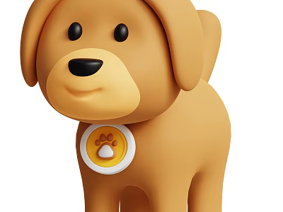 Cute Brown Puppy Shaped Pet Toy With Paw Print Collar Design 3d model