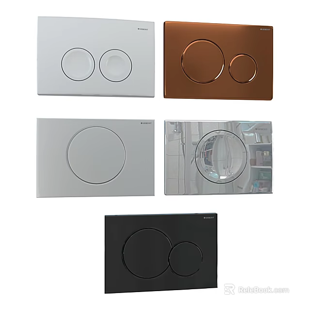 Sleek Modern Switch Panels Featuring White Copper Black And Mirror Round Button Designs 3d model
