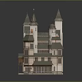 European Style Mansion Featuring Spire Towers Multiple Floors And Wooden Details