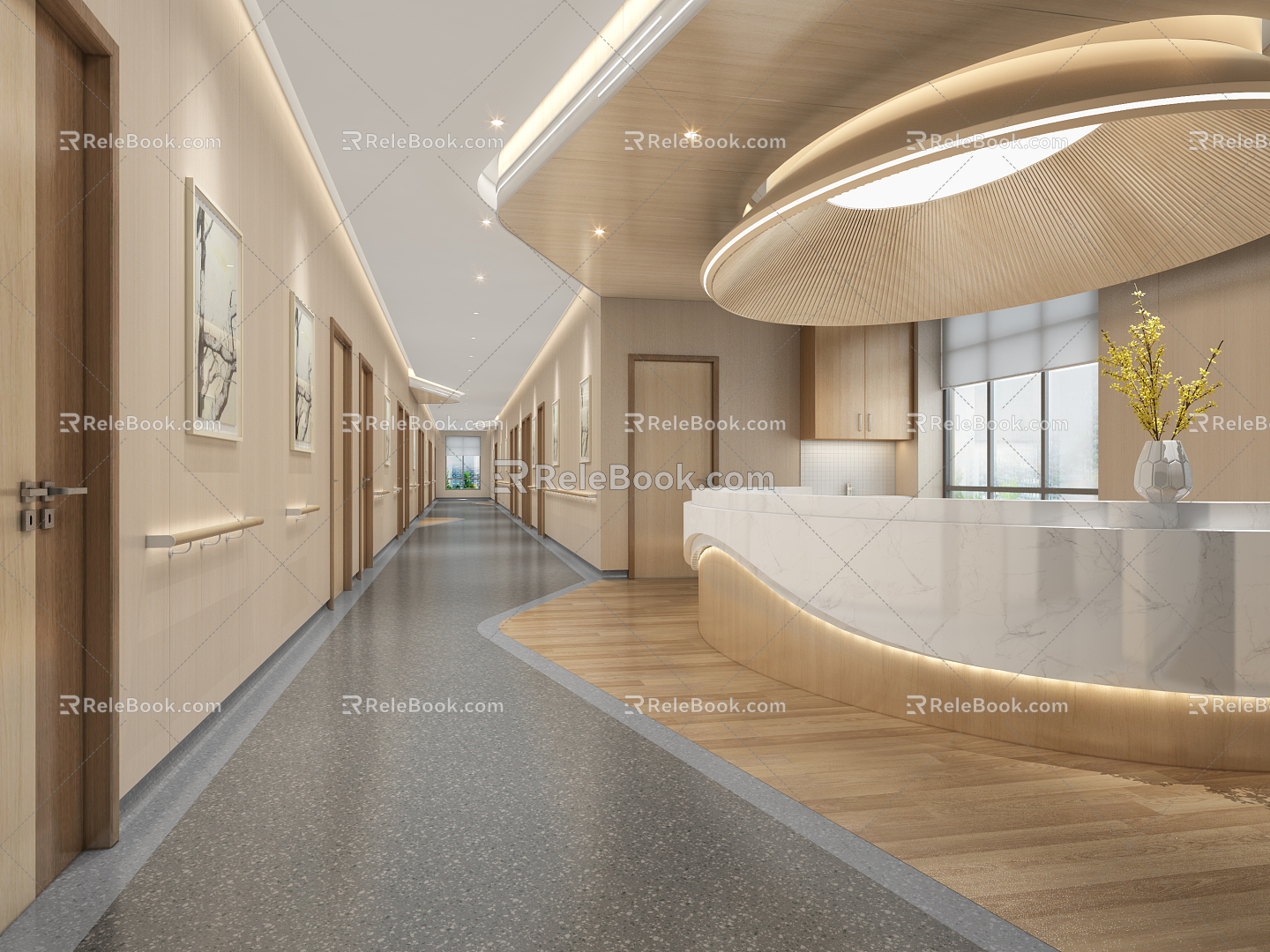 modern aisle hospital 3d model