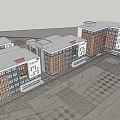 Modern Multi Story Industrial Factory Buildings With Colored Facades And Large Windows