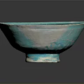 Exquisite Carved Decorative Bowl With Turquoise And Black Intricate Sculptural Patterns