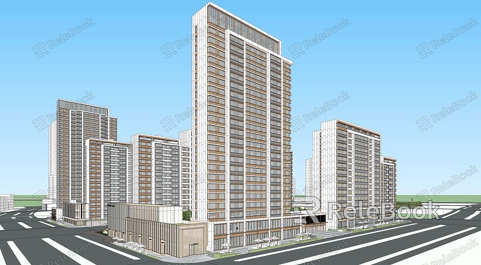 Modern Residential District Building High-rise Residential Exhibition Area Sales Office Community Landscape model