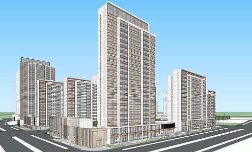 Modern Residential District Building High-rise Residential Exhibition Area Sales Office Community Landscape 3d model