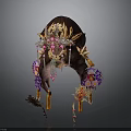 Elaborate Traditional Hair Ornament With Colorful Flowers Gemstones And Tassels