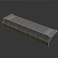 Blue Rectangular Device With Red Yellow Stripes And Perforated Surface