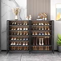 Sleek Modern Black Shoe Cabinet With Glass Doors For Spacious Home Entryway Shoe Storage