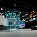 Ruchee Travel Smart Mobility Center Exhibition Booth With Car Neon Lights And Moon Decoration