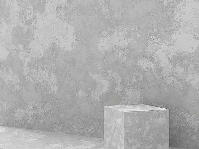 Modern Gray Cubic Structure With Rough Surface Against Textured Concrete Wall 3d model