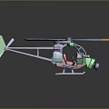 Colorful 3D Helicopter Model With Green Blue Red Fuselage Rotors And Detailed Cockpit Design