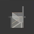 Modern Transparent Building Structure with Wooden Staircase and Open Design 3d model