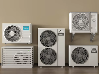 Midea Air Conditioning Fans Various Styles Including Wall Mounted And Standing Units 3d model