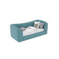 Modern Turquoise Sofa Bed With Plush Upholstery Polka Dot Mattress And Pillows