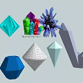 Colorful Crystal Decorative Ornament Set With Various Geometric Shapes And Vibrant Hues