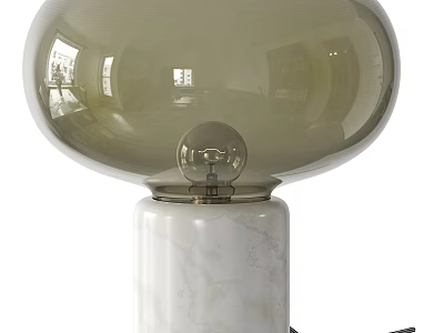 Modern Table Lamp With Green Glass Shade And White Marble Base For Home Decor 3d model
