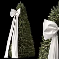 Decorative Christmas Tree With Large White Bow And Green Festive Branches 3d model