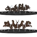 Fountain With Bronze Running Horse Statues And Flowing Water Features Design