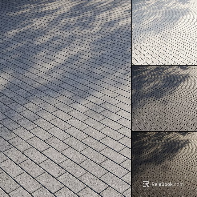 Gray Ground Paving Tiles In Diamond Pattern With Shadows And Light Effects 3d model 