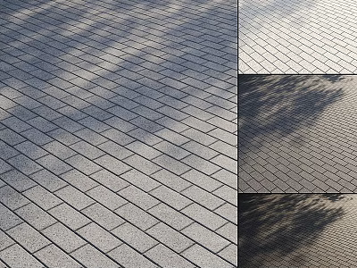 Gray Ground Paving Tiles In Diamond Pattern With Shadows And Light Effects 3d model