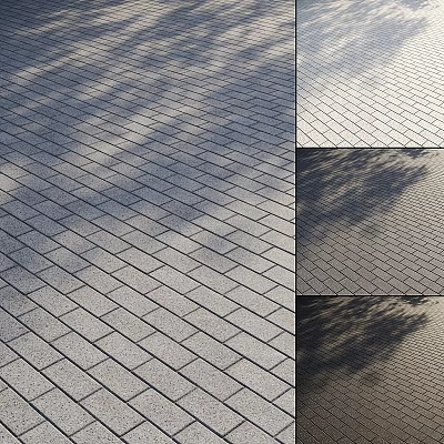 Gray Ground Paving Tiles In Diamond Pattern With Shadows And Light Effects 3d model