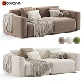 Modern Cozy Sofa Designs With Beige And Green Upholstery Pillows Throw Blanket And Decorative Balls