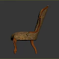 Classic Vintage Wooden Armchair With Floral Pattern Upholstery And Carved Accents