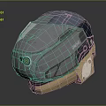 Futuristic UNSC Tactical Helmet With Gray Blue Beige Design And Circular Orbital Light