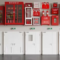 Fire Equipment Store Interior With Red Fire Cabinets Extinguisher Cabinets And White Fire Doors