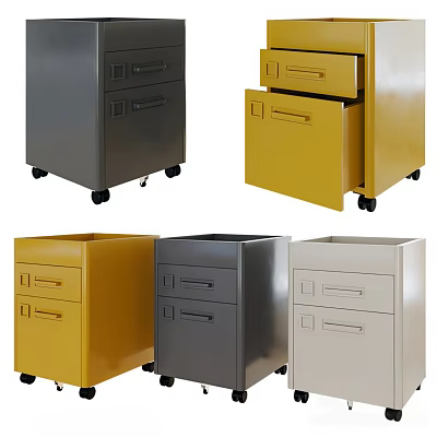 Practical Assorted Colors Chest of Drawers with Rolling Wheels and Modern Design 3d model