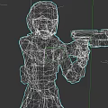 Game Movie Character In Red And White Uniform With Helmet Holding Gun