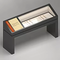 Black Display Cabinet Shelf With Glass Top And Information Panel For Exhibits