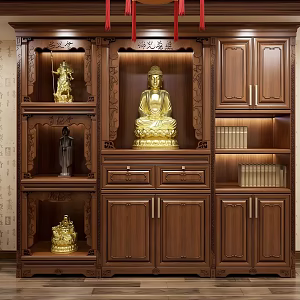 New Chinese-style Zen Buddhist Shine Solid Wood Buddhist Shine Chinese-style Buddha Hall Metal Buddha Statues Buddha Statues God Statues Table Fragrant Case 3d model