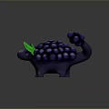 3D Grape Dinosaur Character Creature With Purple Grapes And Green Leaves