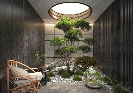 Modern landscape sketch courtyard landscape 3d model