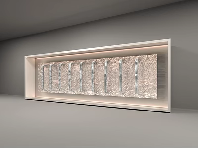 Modern Window Display With Illuminated Rectangular Frame And Vertical Textured Strips 3d model