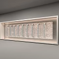 Modern Window Display With Illuminated Rectangular Frame And Vertical Textured Strips 3d model