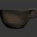 Artisan Handcrafted Clay Bowl Sculpture With Textured Surface And Single Handle