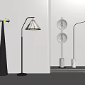 Modern Floor Lamp Pleated Fabric Vertical Atmosphere Lamp Marble Metal Tapered Vertical Lamp 3d model
