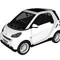 White Compact Two Door Car With Modern Design And Black Wheels 3d model