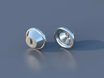 Shiny Silver Metal Lock Cylinder Components With Smooth Finish On Gray Surface 3d model