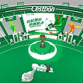 Commercial Equipment Exhibition Booth with Green Arched Structure and SPOIL YOURSELF Branding