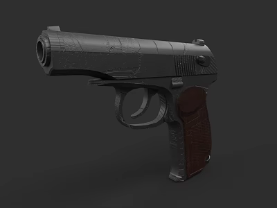 Classic Vintage Revolver with Wooden Grip and Textured Metal Body Details 3d model