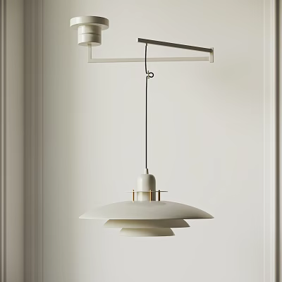Modern Minimalist Chandelier With White Multi tiered Shades And Metal Accents In Contemporary Interior Design 3d model