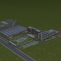Modern Industrial Factory Building With Glass Curtain Walls Trees Lawns And Landscaped Surroundings