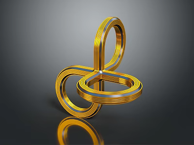 Modern Artistic Furniture With Golden Circular Rings 3D Design And Reflective Surface 3d model