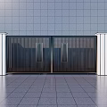 Modern Feature Wall With Black Metal Grille Gate White Pillars And Gray Wall